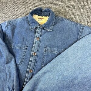 Wrangler Authentics‎ Sherpa Lined Denim Shirt Jacket Men's Medium Blue Jean